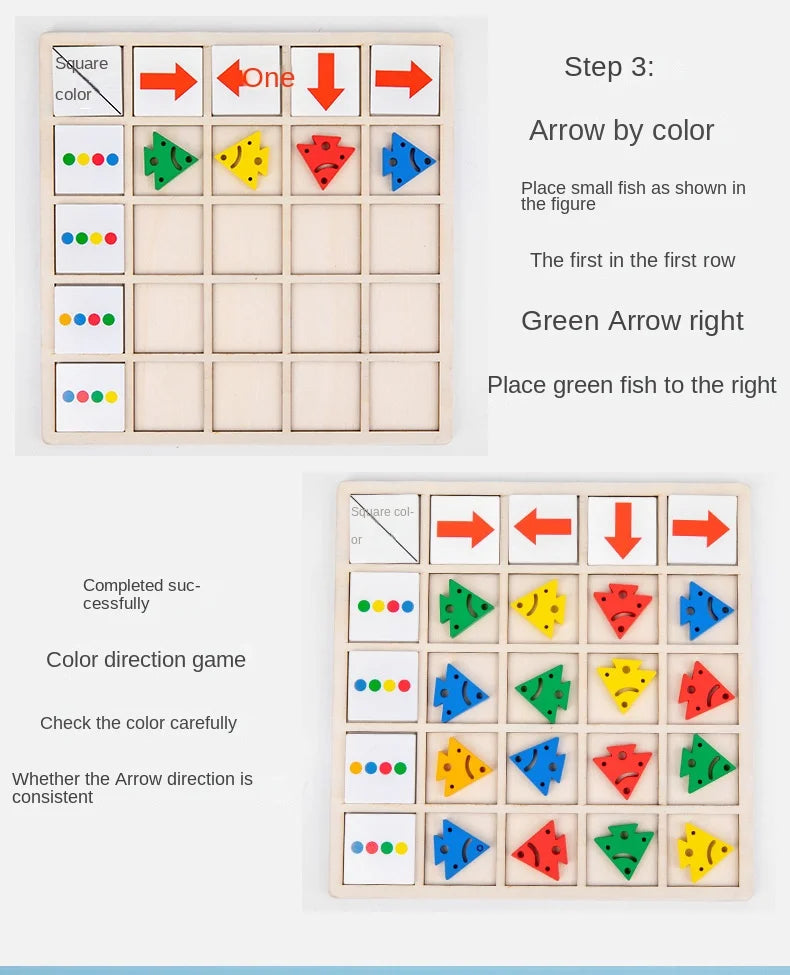 Montessori Wooden Direction and Match Game