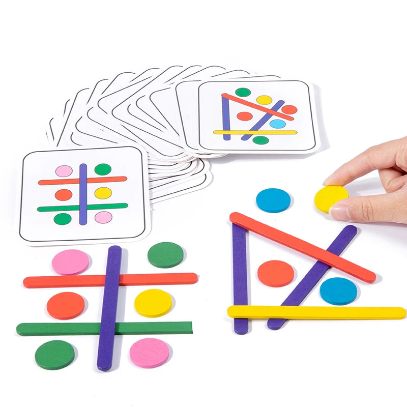Wooden Creative Sticks And Rings Puzzle