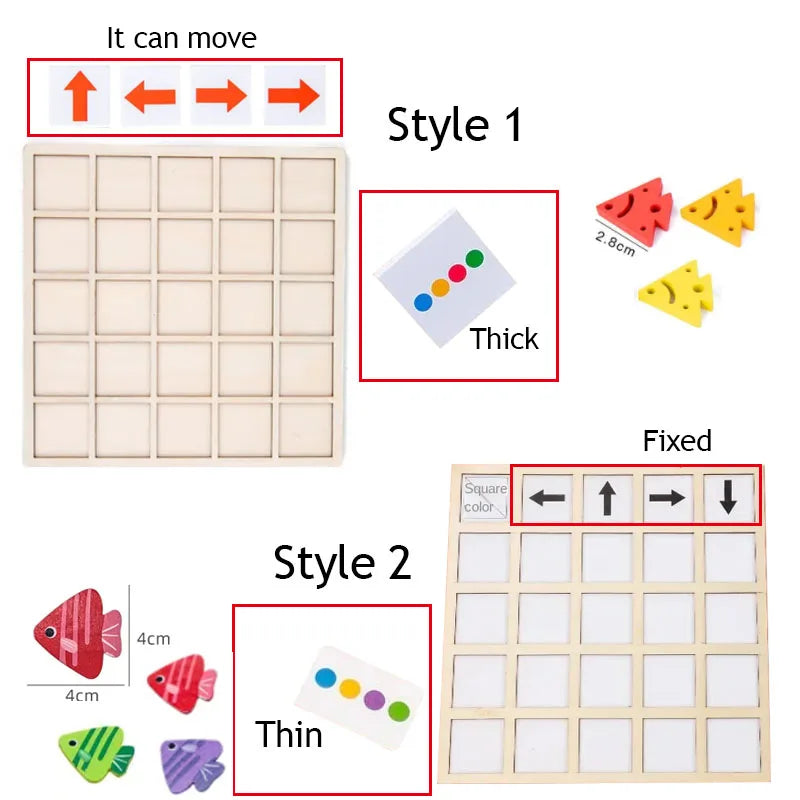 Montessori Wooden Direction and Match Game