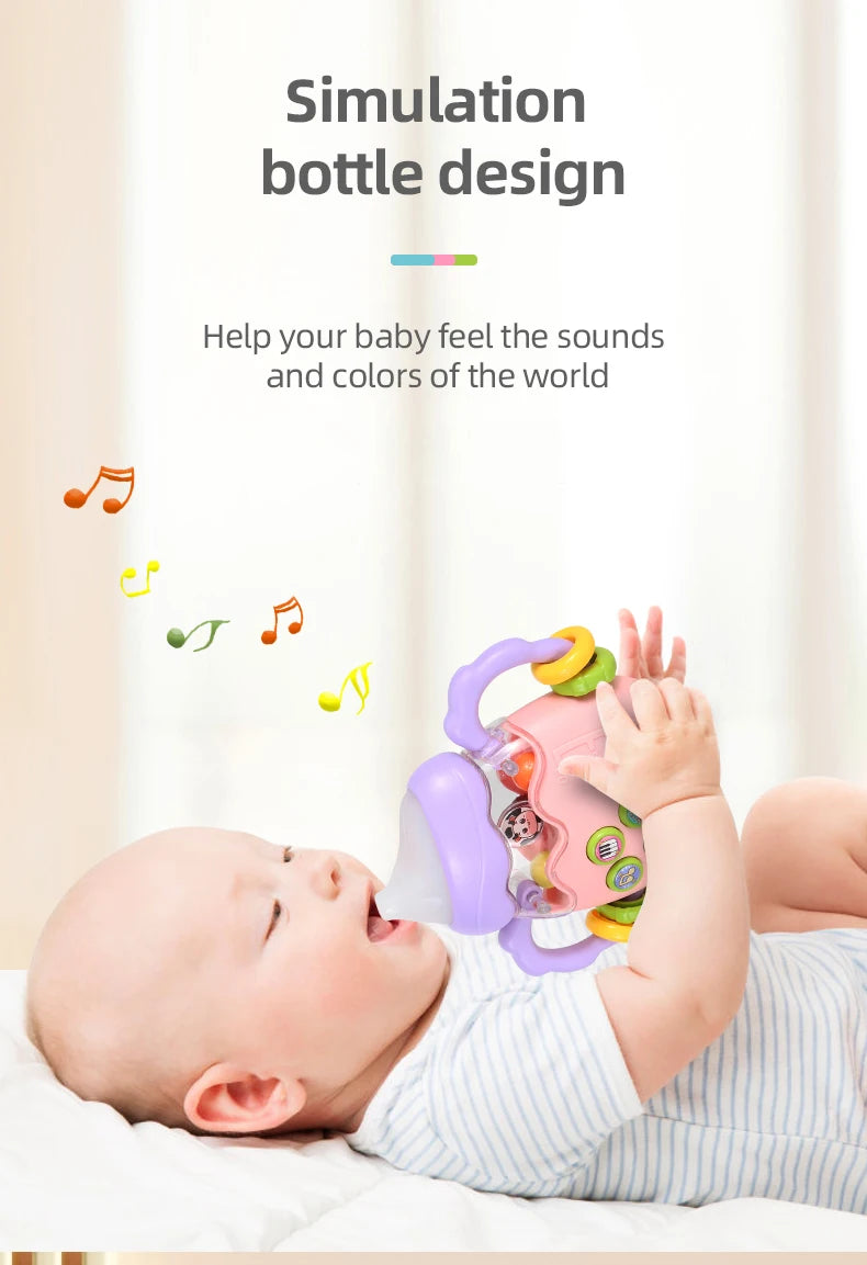 Baby Bottle Toy with Musical Rattle Teether