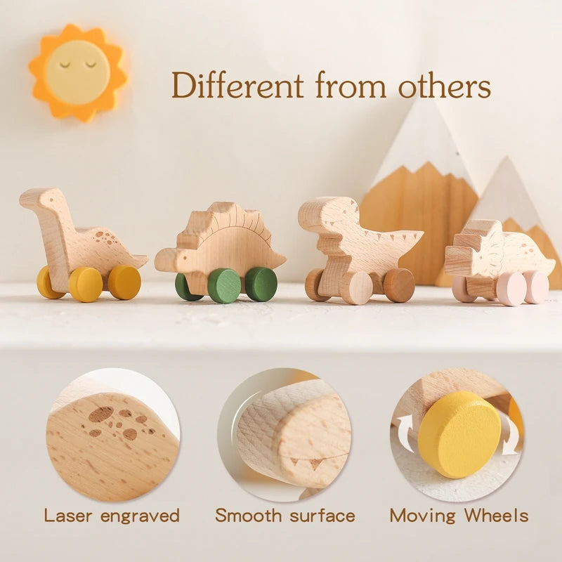 Montessori Wooden Dinosaur Car