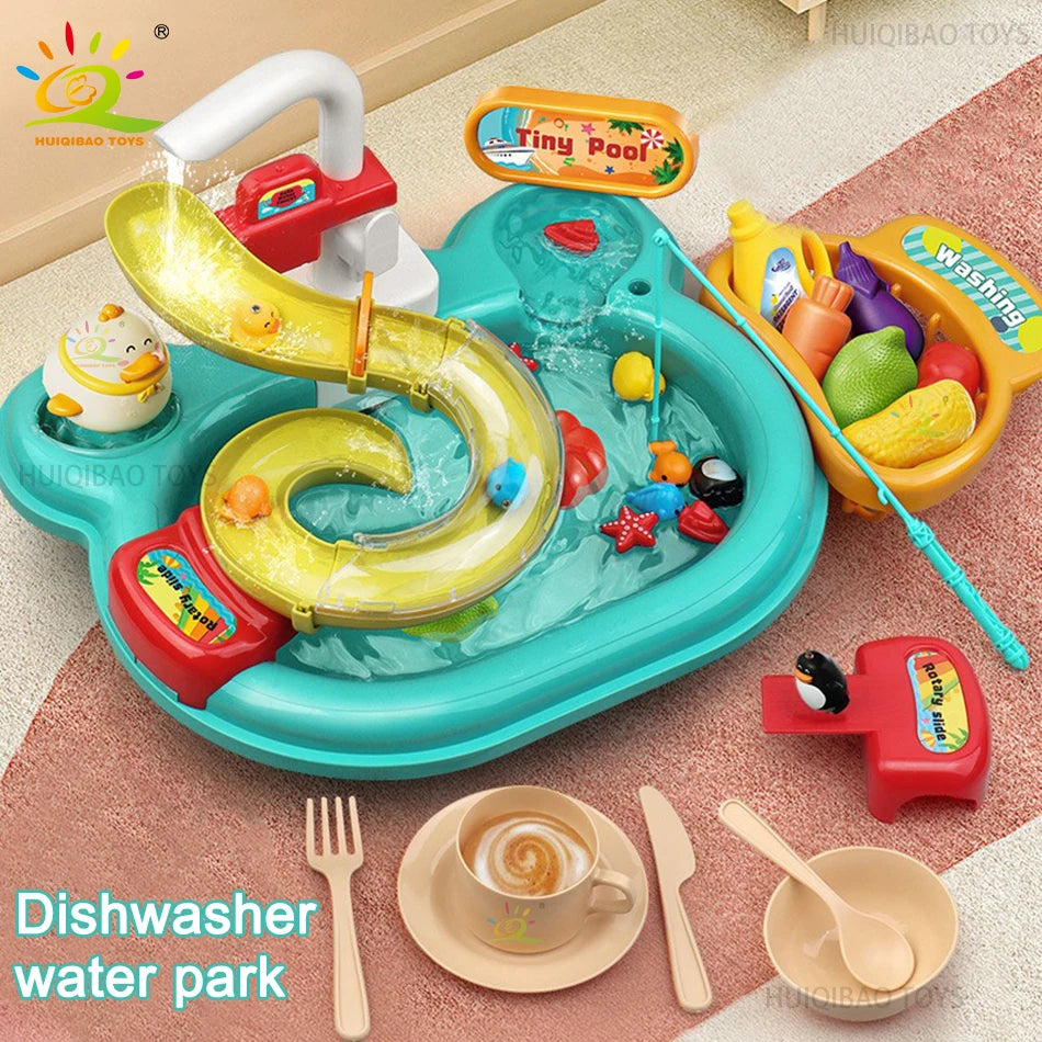 Electric Dishwasher With Running Water Play Set