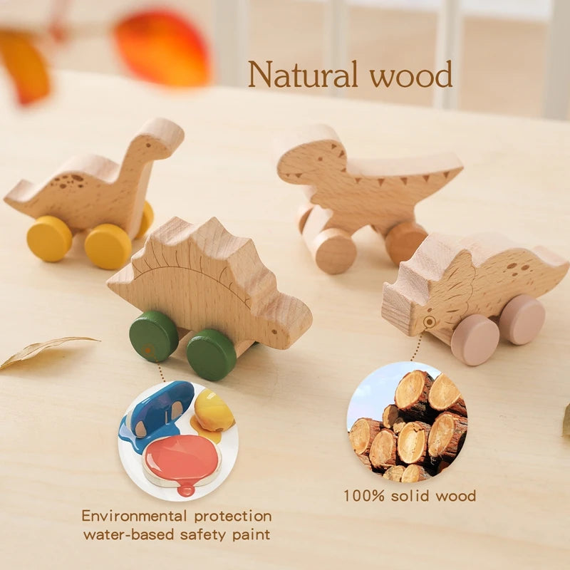 Montessori Wooden Dinosaur Car