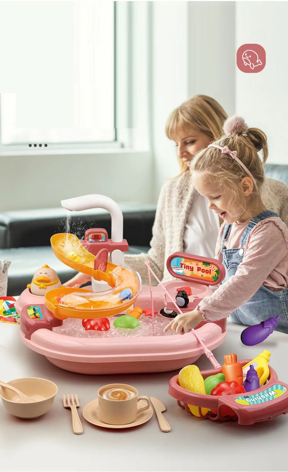 Electric Dishwasher With Running Water Play Set