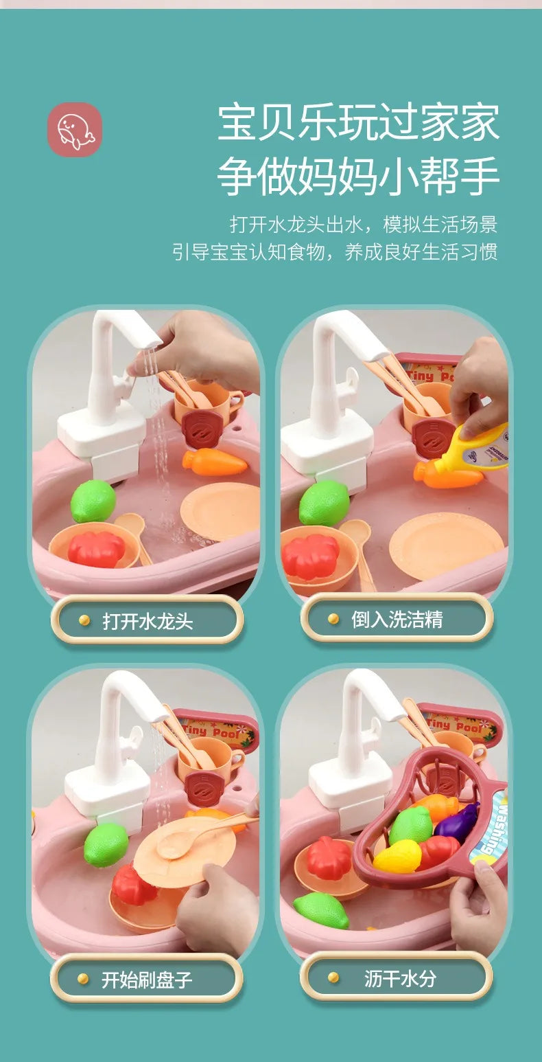 Electric Dishwasher With Running Water Play Set