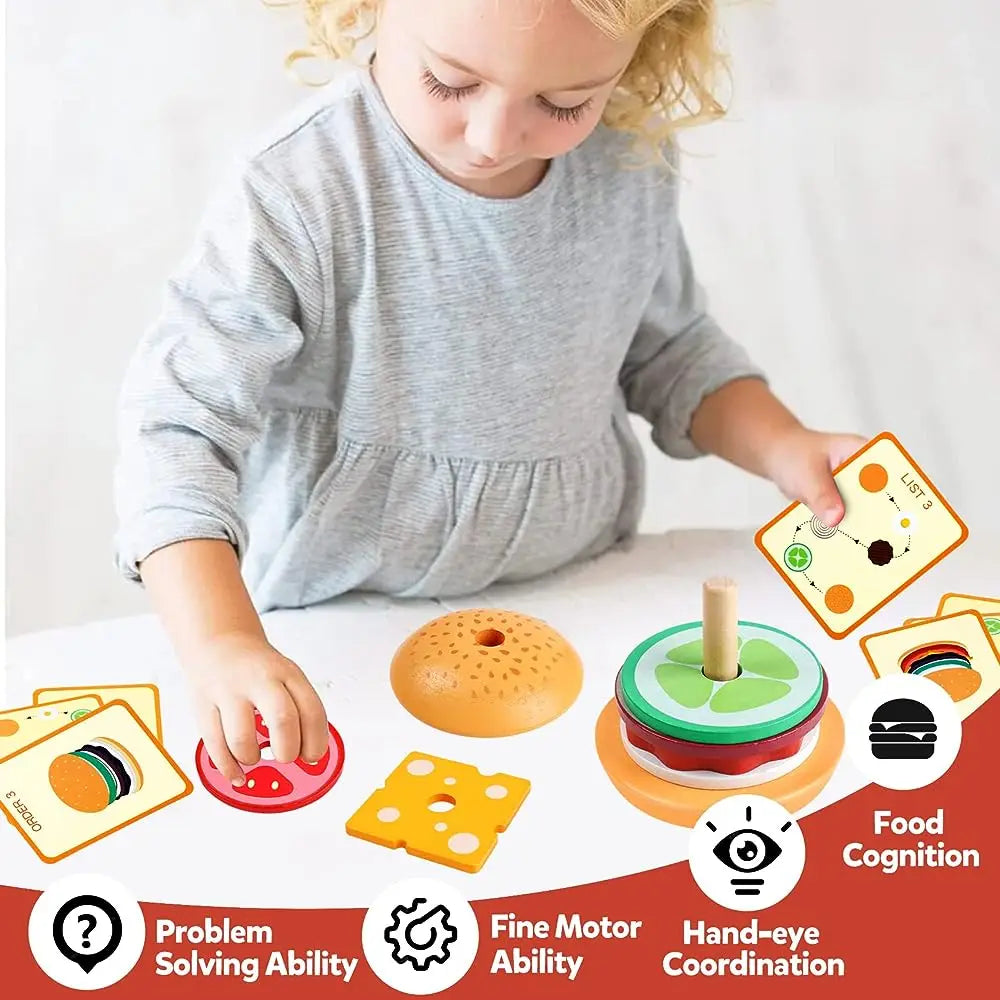 Montessori Wooden Burger Stacking Toy