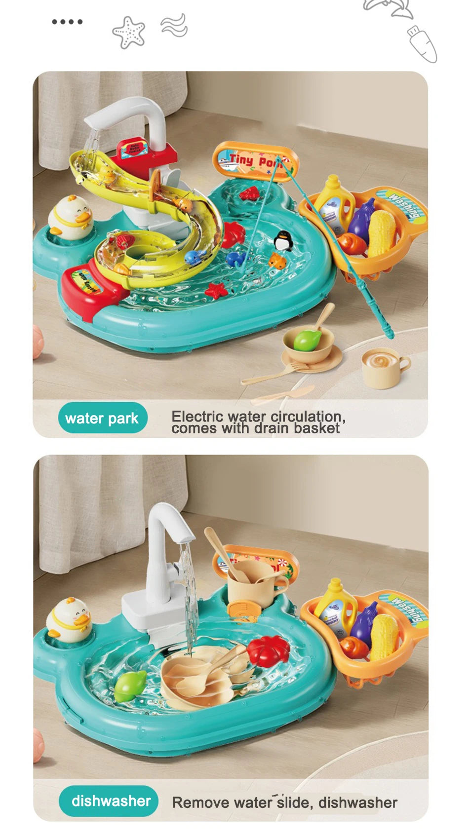 Electric Dishwasher With Running Water Play Set
