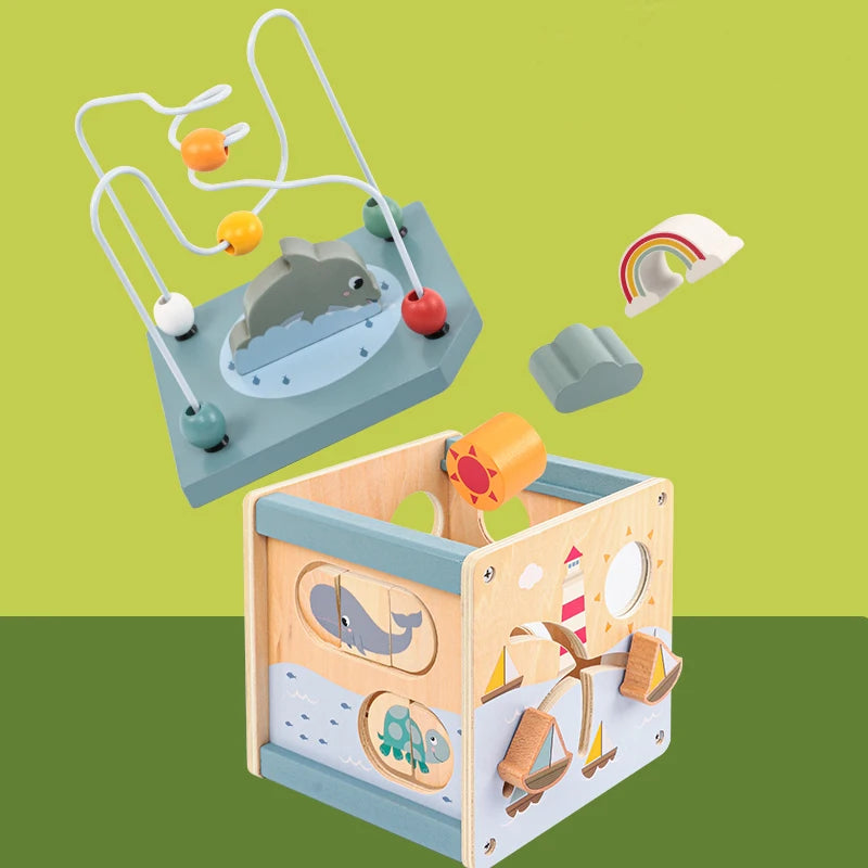 5 in 1 Wooden Maze Activity Cube