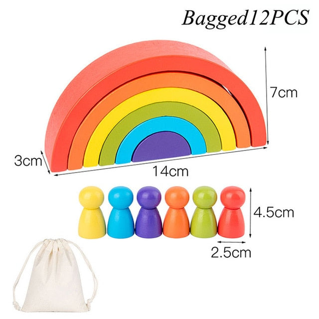 Rainbow Montessori Blocks Wooden Toys - Little Smart Minds Little Smart Minds Model 13 Little Smart Minds