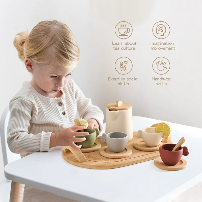 Montessori Wooden Teapot and Teacup Set
