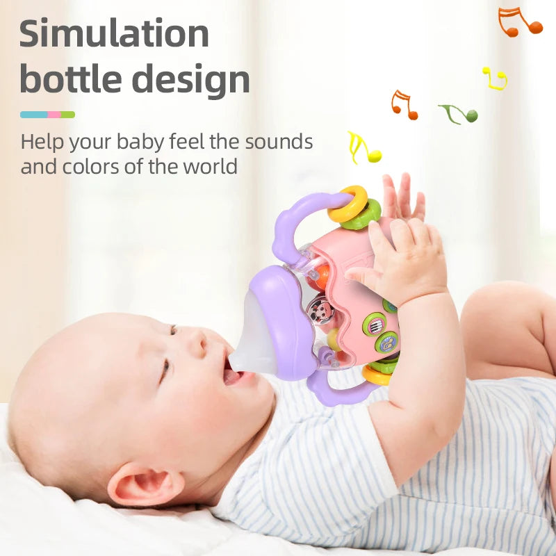 Baby Bottle Toy with Musical Rattle Teether