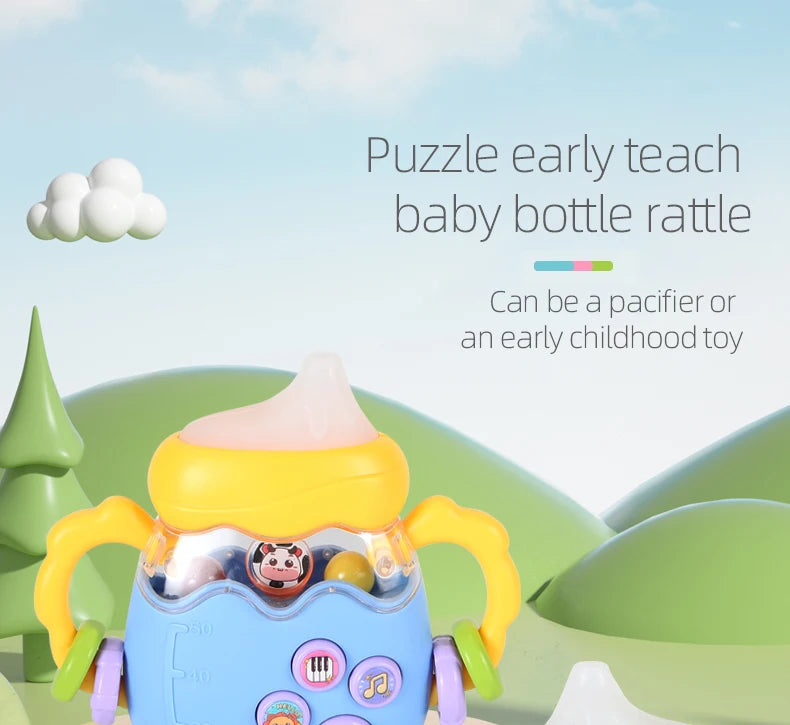 Baby Bottle Toy with Musical Rattle Teether