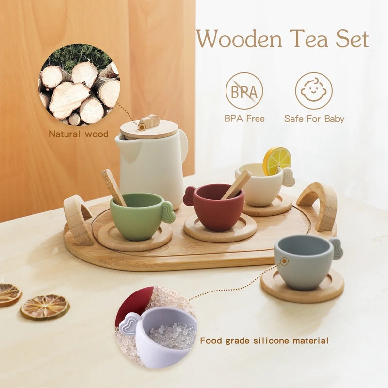 Montessori Wooden Teapot and Teacup Set