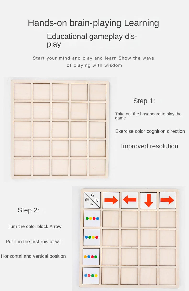 Montessori Wooden Direction and Match Game