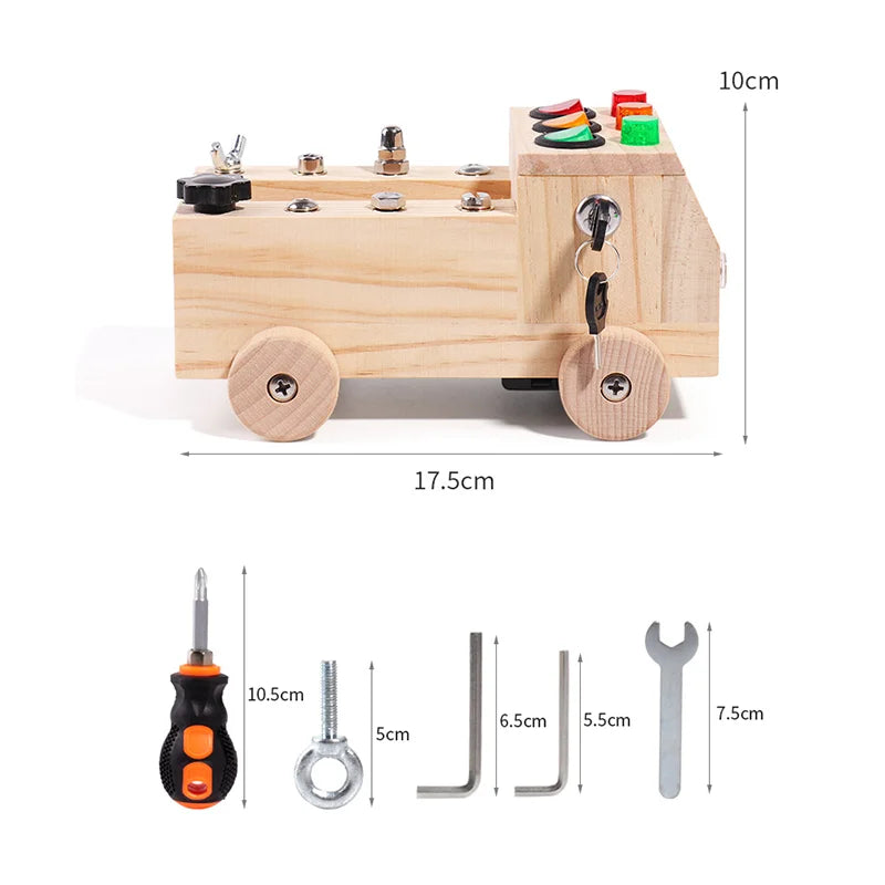 Wooden LED Switch and Screws Busy Vehicle