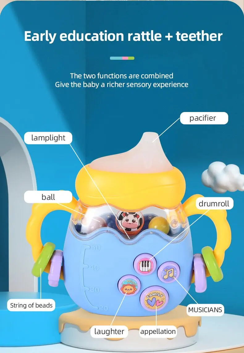 Baby Bottle Toy with Musical Rattle Teether