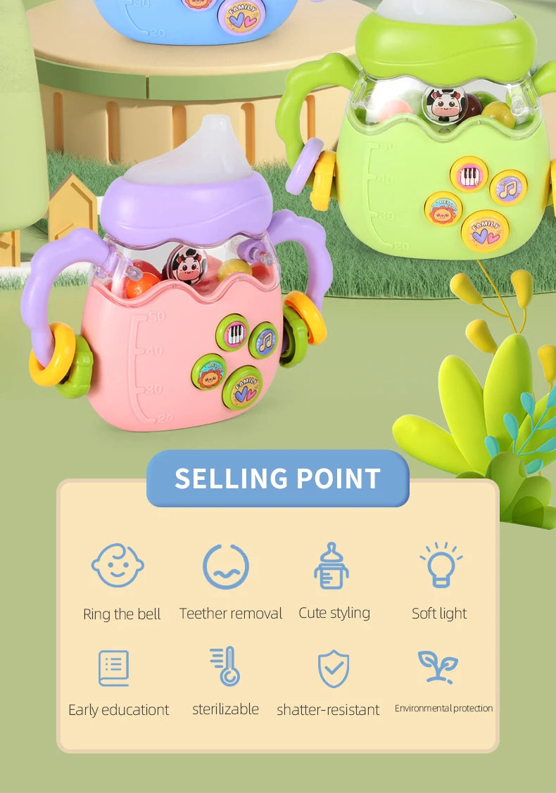 Baby Bottle Toy with Musical Rattle Teether