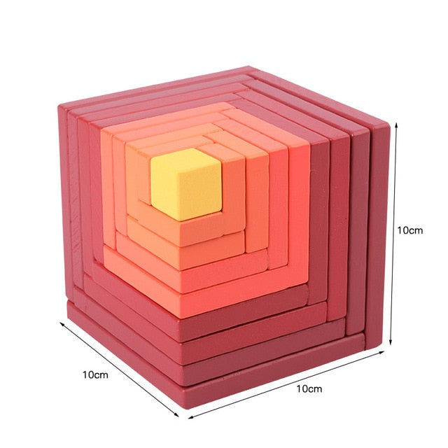 Rainbow Montessori Blocks Wooden Toys - Little Smart Minds Little Smart Minds Model 2 Little Smart Minds
